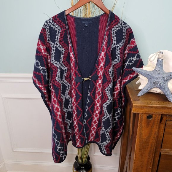 Tommy Hilfiger Sweaters - Tommy Hilfiger Southwest Knit Buckle Poncho Women's One Size